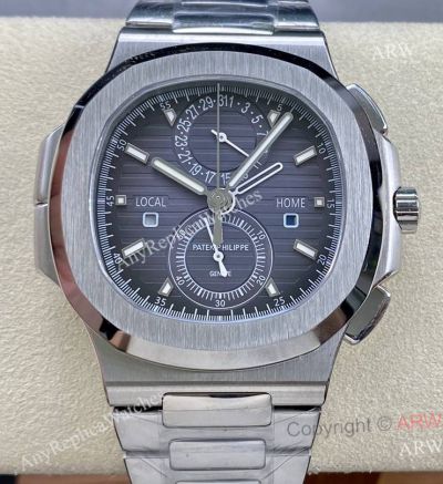 SPP Factory Clone Patek Philippe 5990 Nautilus Travel Time Grey Face Watch